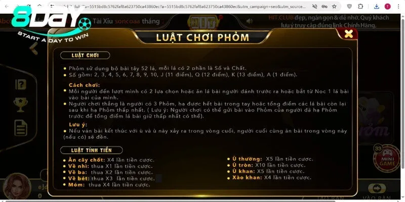 Luật chơi phỏm online cực dễ hiểu